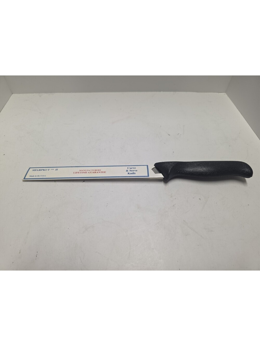 Vintage Quikut Sharpkut II Carve & Serve Knife Serrated Stainless Use w/ Sleeve